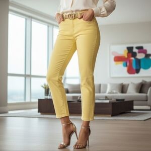 Michael Kors Women's Yellow Izzy Cropped Skinny Jeans Size 6